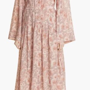 Vince Elegant Floral Long Sleeve Dress in Pink